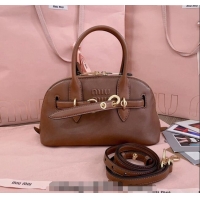 Pretty Style Miu Miu Aventure nappa leather top-handle bag 5BB169 Oak Brown 2024