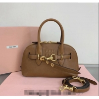 Low Cost Miu Miu Aventure nappa leather top-handle bag 5BB169 Tan Brown 2024