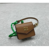 Good Taste Miu Miu Leather, cord, and metal trick with mini-pouch 5TL515 Green/Brown 2024