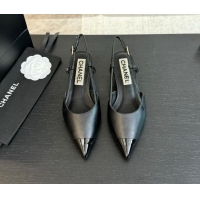 Top Quality Chanel Calfskin Leather Pointed Slingback Pumps 3.5cm Black 910073