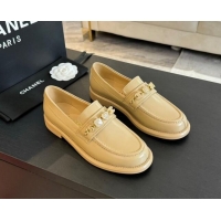 Hot Style Chanel Calfskin Loafers with Heart Charm Beige 910074