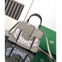 Well Crafted Goyard Saigon Mini Top Handle Bag in Embroidery and Crocodile Embossed Leather 020173 Grey 2024