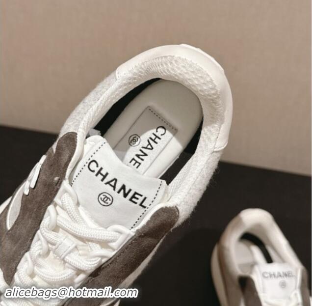 Pretty Style Chanel Felt Fabric & Suede Sneakers Grey 910088