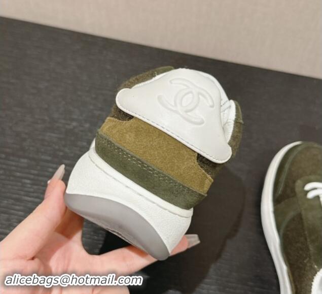 Best Price Chanel Felt Fabric & Suede Sneakers Green 910089