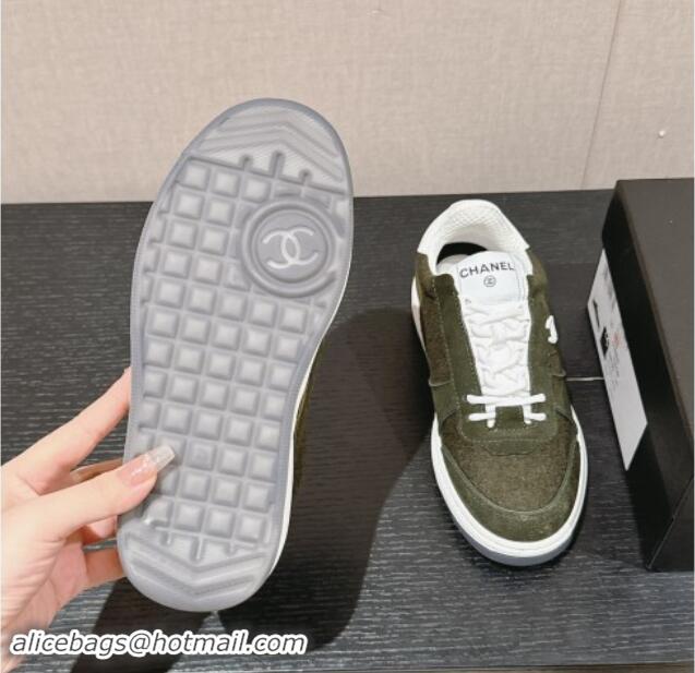 Best Price Chanel Felt Fabric & Suede Sneakers Green 910089