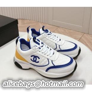 Buy Luxury Chanel Quilted Calfskin Sneakers White/Blue 910106