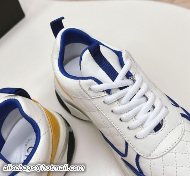 Buy Luxury Chanel Quilted Calfskin Sneakers White/Blue 910106