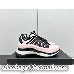 Best Price Chanel Silky Calfskin & Fabric Laced Sneakers Light Pink 910111