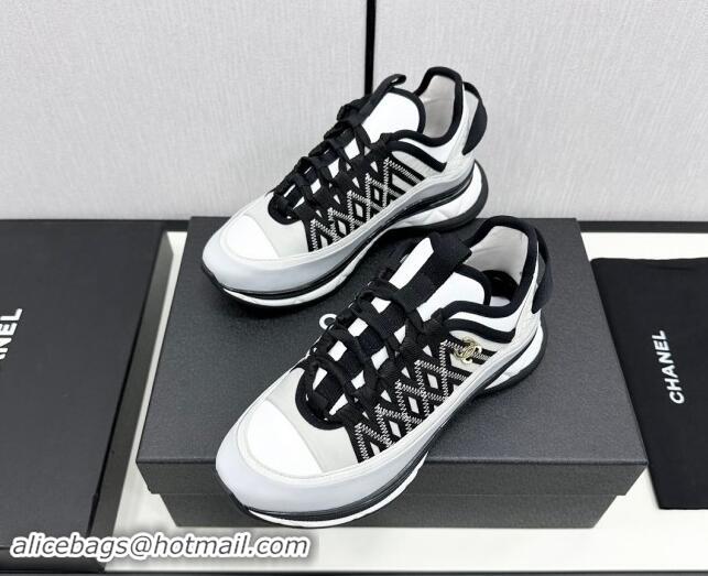 Trendy Design Chanel Silky Calfskin & Fabric Laced Sneakers Light Grey 910114