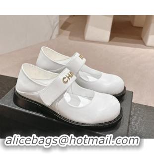 Stylish Chanel Calfskin Mary Janes Shoes White 910124