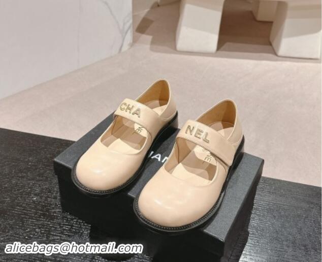 Sophisticated Chanel Calfskin Mary Janes Shoes Beige 910125