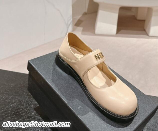 Sophisticated Chanel Calfskin Mary Janes Shoes Beige 910125