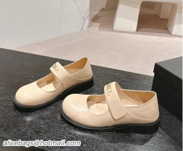 Sophisticated Chanel Calfskin Mary Janes Shoes Beige 910125