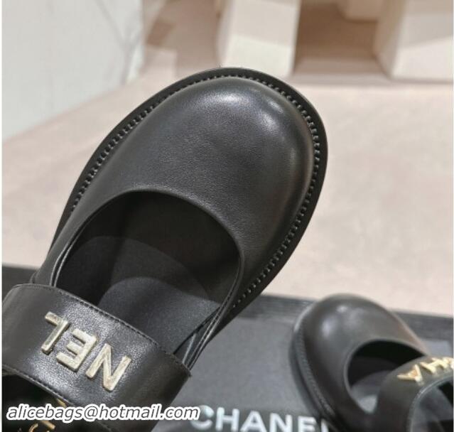 Top Design Chanel Calfskin Mary Janes Shoes Black 910126