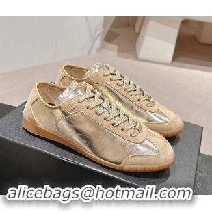 Hot Style Chanel Calfskin & Suede Sneakers Gold 910127