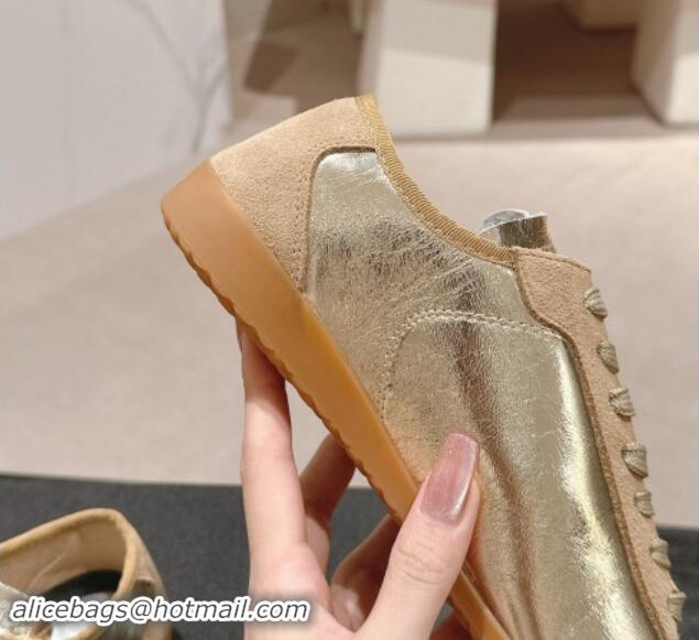 Hot Style Chanel Calfskin & Suede Sneakers Gold 910127