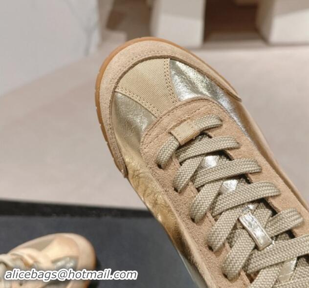 Hot Style Chanel Calfskin & Suede Sneakers Gold 910127