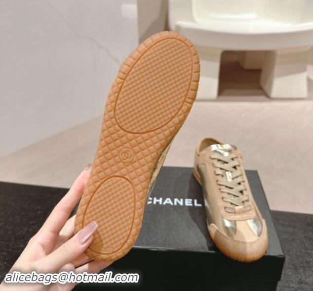 Hot Style Chanel Calfskin & Suede Sneakers Gold 910127