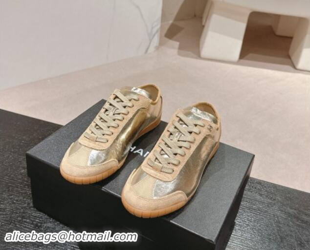 Hot Style Chanel Calfskin & Suede Sneakers Gold 910127