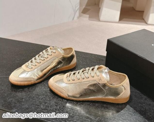 Hot Style Chanel Calfskin & Suede Sneakers Gold 910127