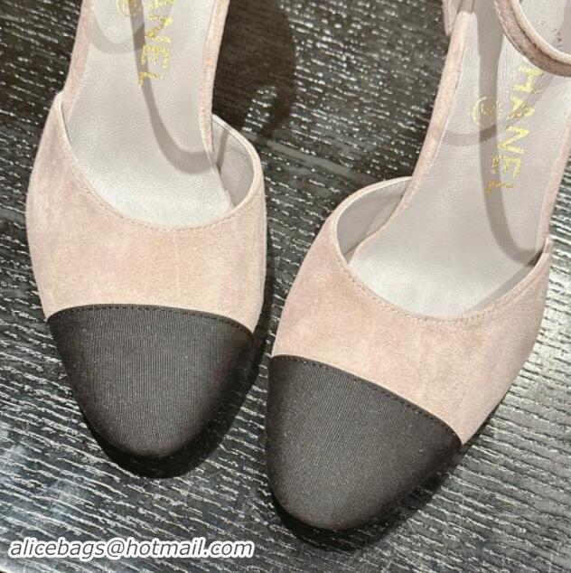 Unique Style Chanel Suede Mary Janes Pumps 6.5cm with Strass Grey 910132