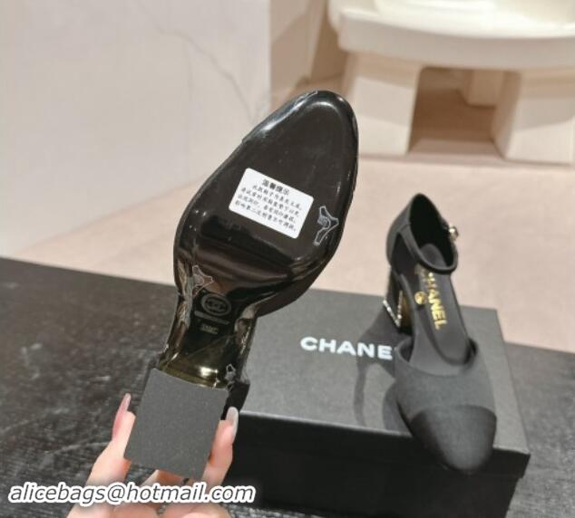 Cheap Price Chanel Grosgrain Mary Janes Pumps 6.5cm with Strass Black 910134