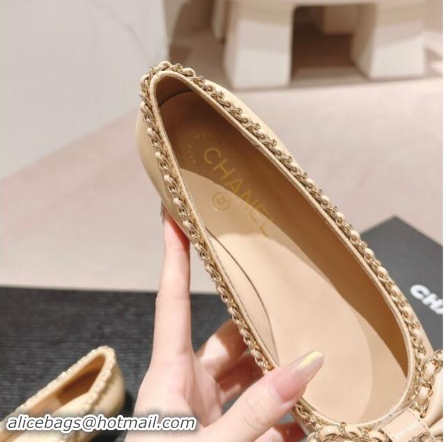 Good Quality Chanel Calfskin Ballerina Flat with Chain and Bow Black 091114