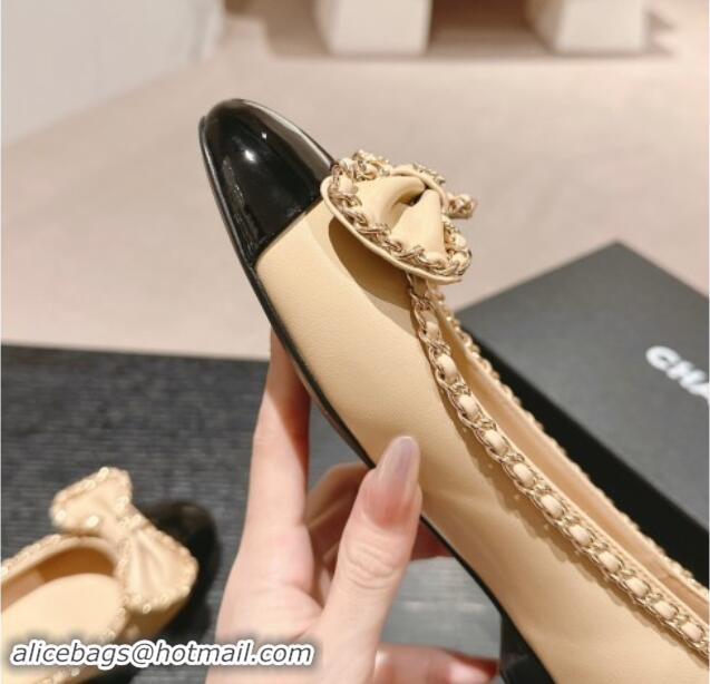 Good Quality Chanel Calfskin Ballerina Flat with Chain and Bow Black 091114