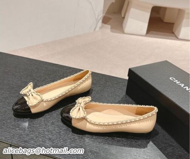 Good Quality Chanel Calfskin Ballerina Flat with Chain and Bow Black 091114