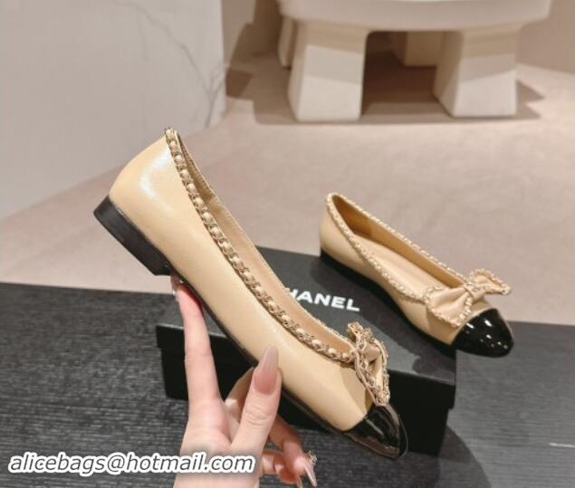 Good Quality Chanel Calfskin Ballerina Flat with Chain and Bow Black 091114