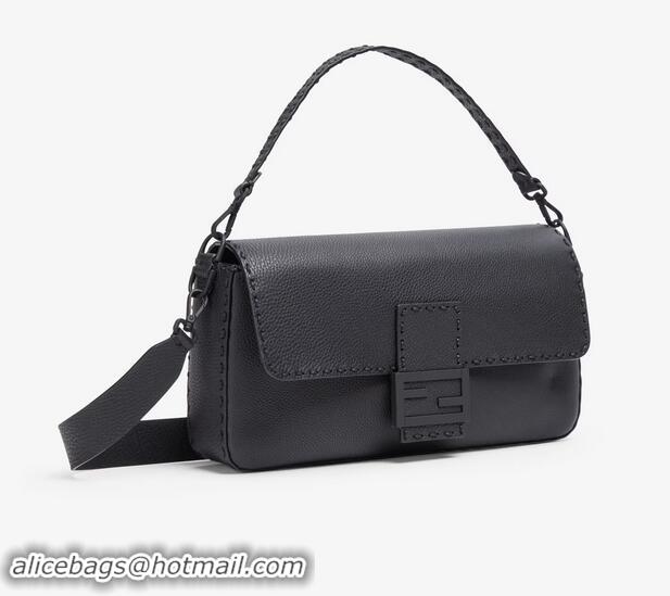 Top Quality Fendi Selleria Maxi Baguette Leather Bag FD7613 Black