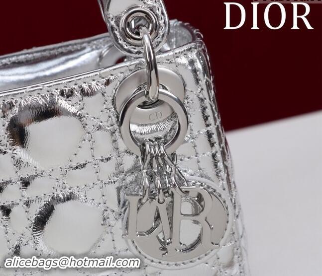 Buy Inexpensive Dior Micro Lady Dior Bag in metallic Leather M0856 Silver 2024