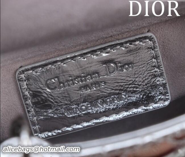 Buy Inexpensive Dior Micro Lady Dior Bag in metallic Leather M0856 Silver 2024