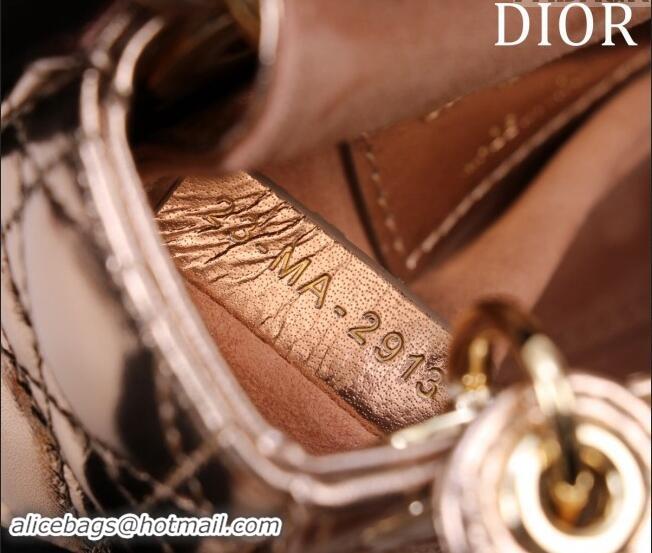 Promotional Dior Micro Lady Dior Bag in metallic Leather M0856 Rose Gold 2024