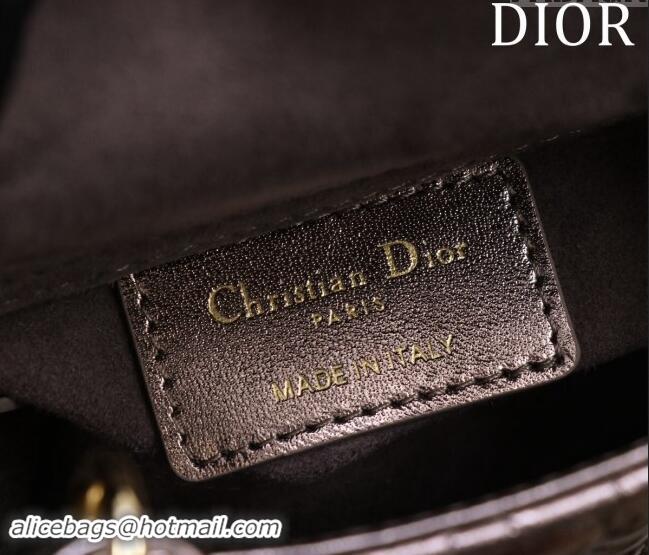 Big Discount Dior Micro Lady Dior Bag in metallic Leather M0856 Grey 2024