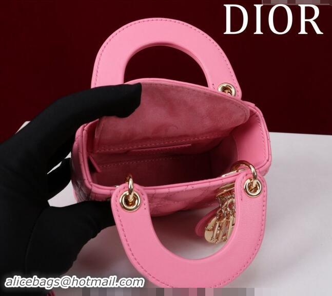 Luxury Discount Dior Micro Lady Dior Bag in Lambskin M0856 Pink 2024