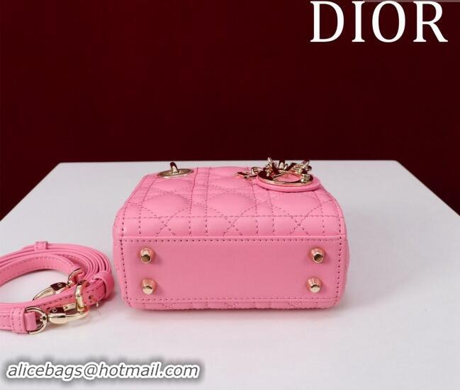 Luxury Discount Dior Micro Lady Dior Bag in Lambskin M0856 Pink 2024