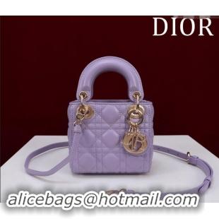 Luxury Discount Dior Micro Lady Dior Bag in Lambskin M0856 Purple 2024