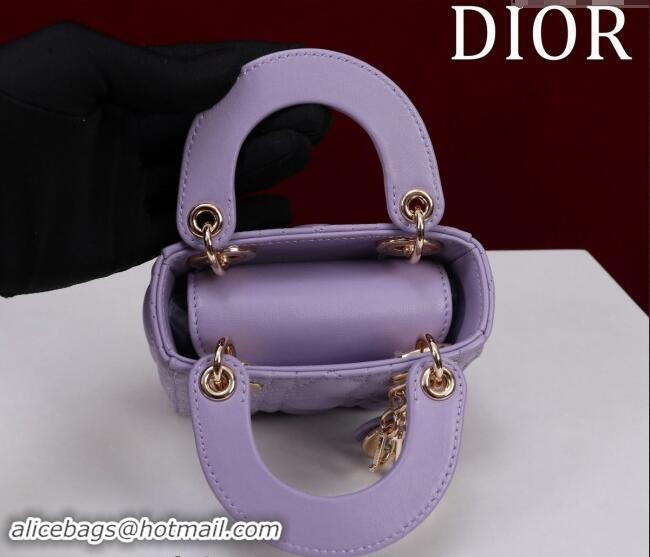 Luxury Discount Dior Micro Lady Dior Bag in Lambskin M0856 Purple 2024