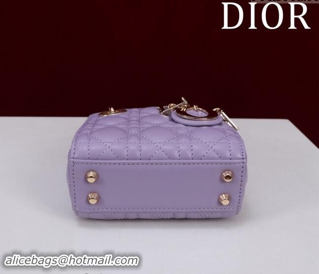 Luxury Discount Dior Micro Lady Dior Bag in Lambskin M0856 Purple 2024