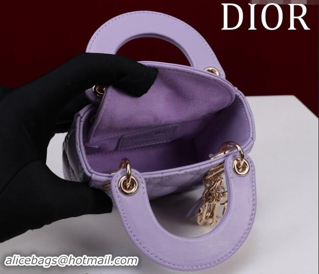 Luxury Discount Dior Micro Lady Dior Bag in Lambskin M0856 Purple 2024