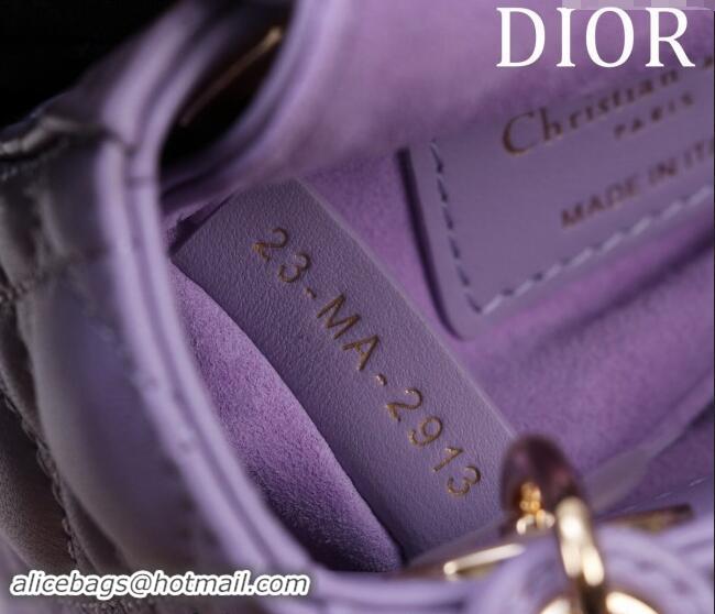 Luxury Discount Dior Micro Lady Dior Bag in Lambskin M0856 Purple 2024