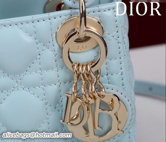 Top Grade Dior Micro Lady Dior Bag in Lambskin M0856 Light Blue 2024