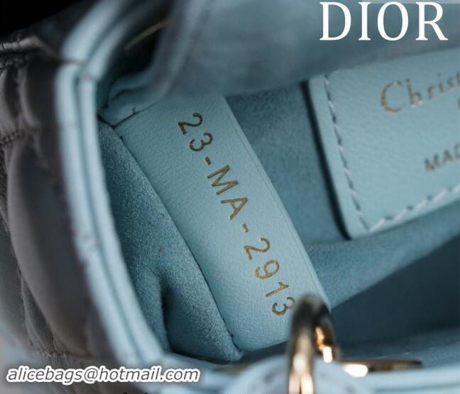 Top Grade Dior Micro Lady Dior Bag in Lambskin M0856 Light Blue 2024