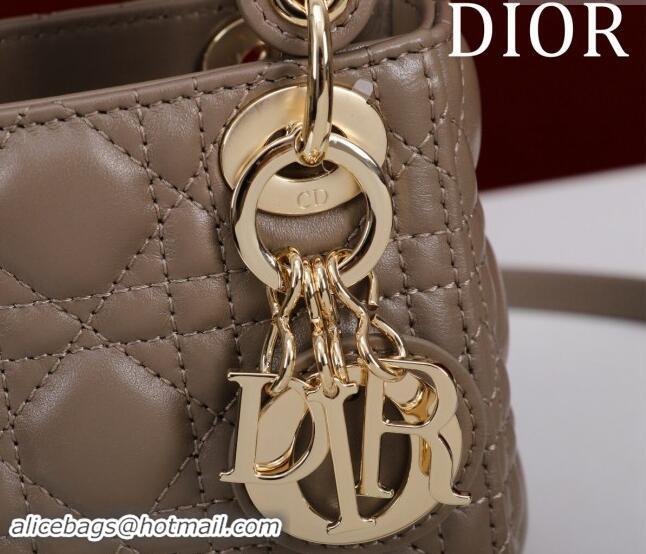 Top Quality Dior Micro Lady Dior Bag in Lambskin M0856 Taupe Grey 2024