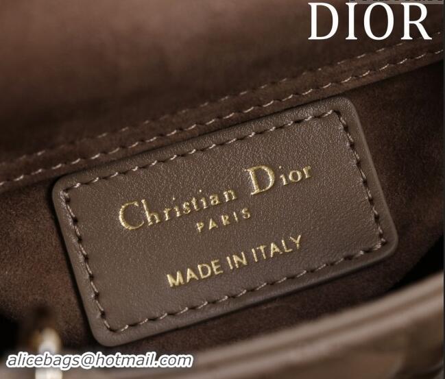 Top Quality Dior Micro Lady Dior Bag in Lambskin M0856 Taupe Grey 2024