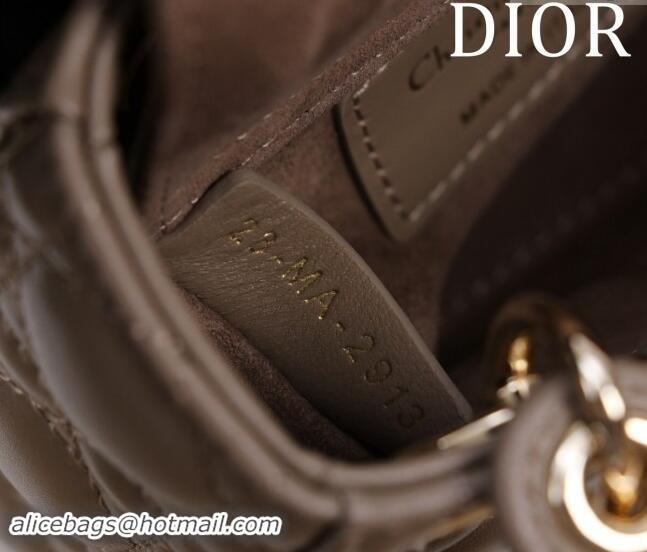 Top Quality Dior Micro Lady Dior Bag in Lambskin M0856 Taupe Grey 2024