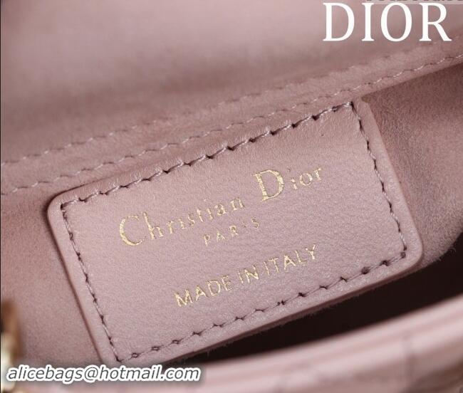 Low Cost Dior Micro Lady Dior Bag in Lambskin M0856 Light Pink 2024