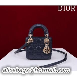 Well Crafted Dior Micro Lady Dior Bag in Lambskin M0856 Dark Blue 2024