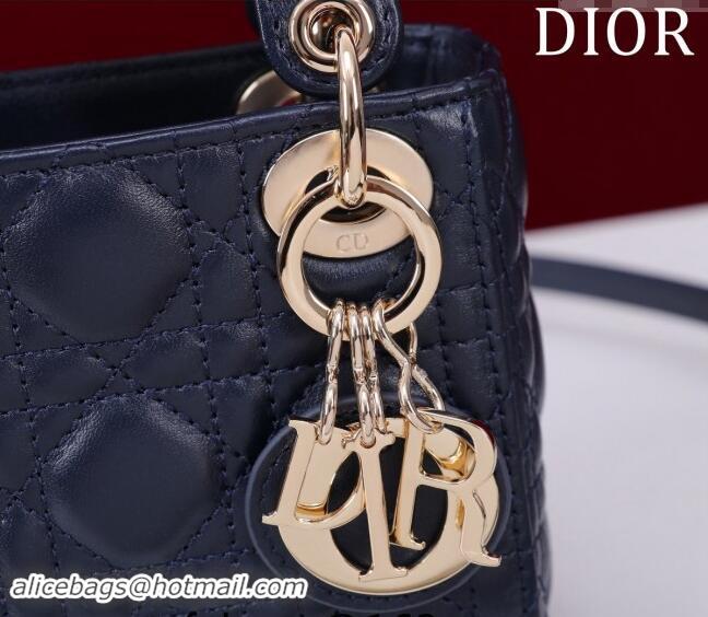 Well Crafted Dior Micro Lady Dior Bag in Lambskin M0856 Dark Blue 2024